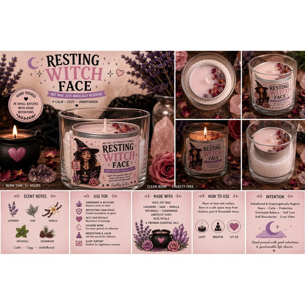 Resting Witch Face Tea Light Candle‎ Set